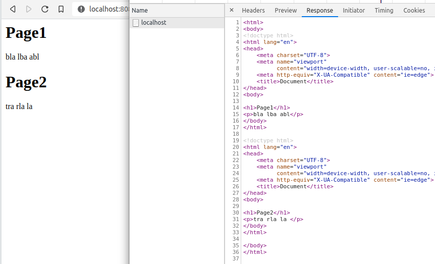 using ssi to include two pages